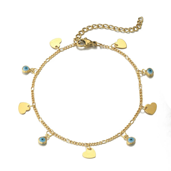 Bracelet Copper Heartshaped Handmade Evil Eye Couple Student Style