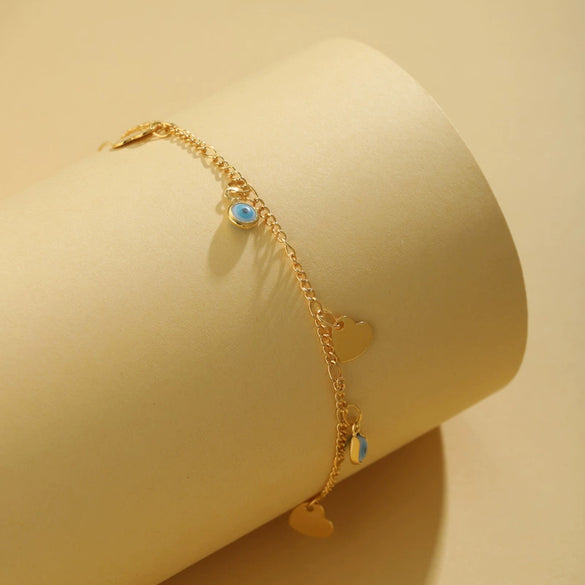 Bracelet Copper Heartshaped Handmade Evil Eye Couple Student Style