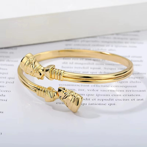 Bracelet Copper Hip Hop Style Egyptian Pharaoh Head Hook Electroplated