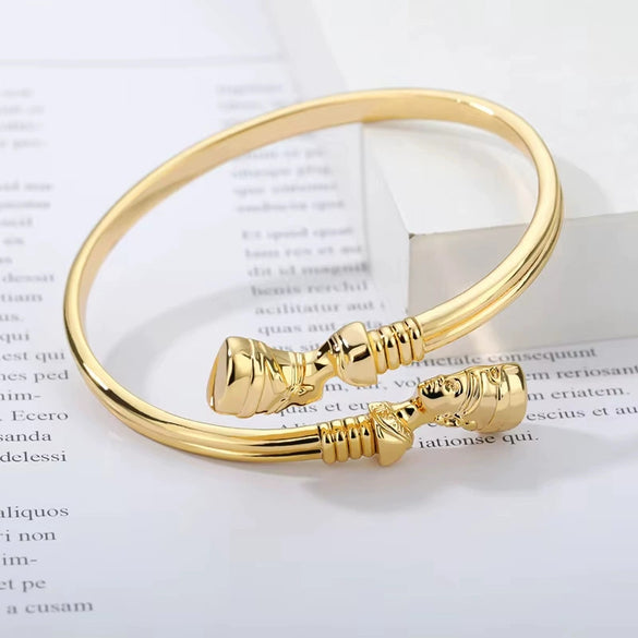 Bracelet Copper Hip Hop Style Egyptian Pharaoh Head Hook Electroplated