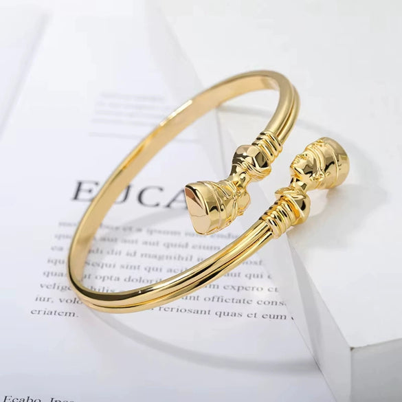 Bracelet Copper Hip Hop Style Egyptian Pharaoh Head Hook Electroplated