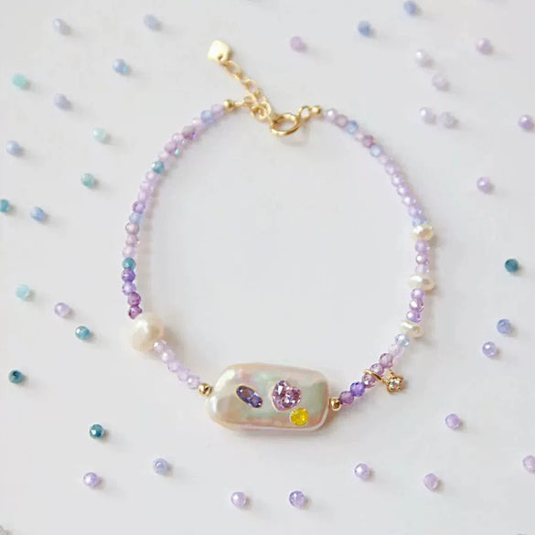 Bracelet Copper Imitation Pearls Star Heart Shape Electroplating Minimalist