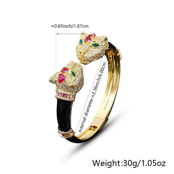 Bracelet Copper Light Luxury Animals Black Panther Electroplated Microinlaid Zircon