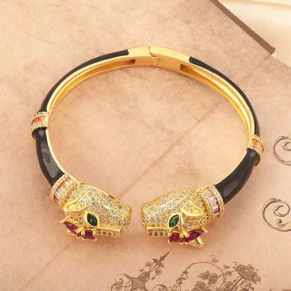 Bracelet Copper Light Luxury Animals Black Panther Electroplated Microinlaid Zircon