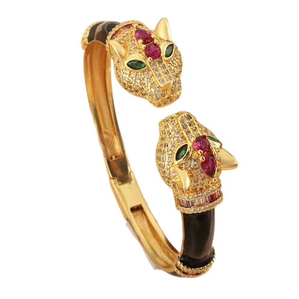 Bracelet Copper Light Luxury Animals Black Panther Electroplated Microinlaid Zircon