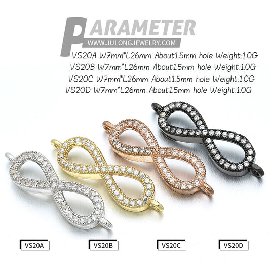 Bracelet Copper Micro Inlay Eight Characters Pattern Electroplating Accessories