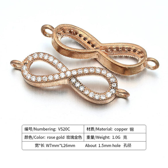 Bracelet Copper Micro Inlay Eight Characters Pattern Electroplating Accessories