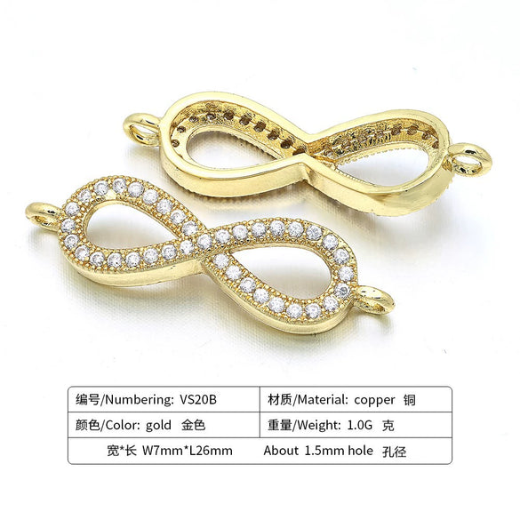 Bracelet Copper Micro Inlay Eight Characters Pattern Electroplating Accessories