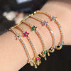 Bracelet Copper Multicolor Fivepetal Flower Zircon Inlaid Fashion Women's
