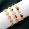 Bracelet Copper Oil Dripping Small Daisy Petal Animal Zodiac Flower Style For Women