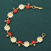Bracelet Copper Oil Dripping Small Daisy Petal Animal Zodiac Flower Style For Women