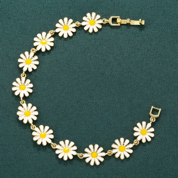 Bracelet Copper Oil Dripping Small Daisy Petal Animal Zodiac Flower Style For Women