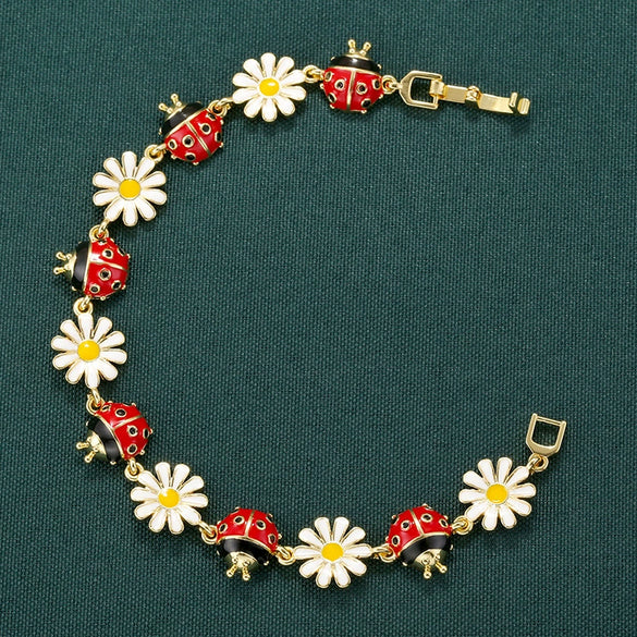 Bracelet Copper Oil Dripping Small Daisy Petal Animal Zodiac Flower Style For Women