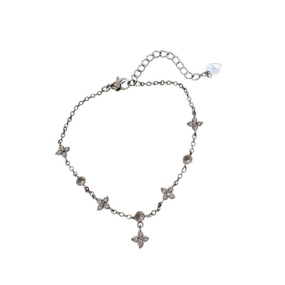 Bracelet Copper Plastic Zirconia Rhombus Flower Design