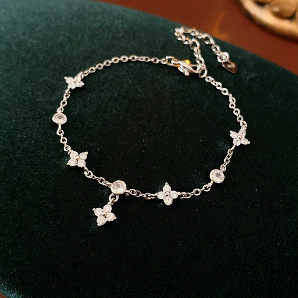 Bracelet Copper Plastic Zirconia Rhombus Flower Design