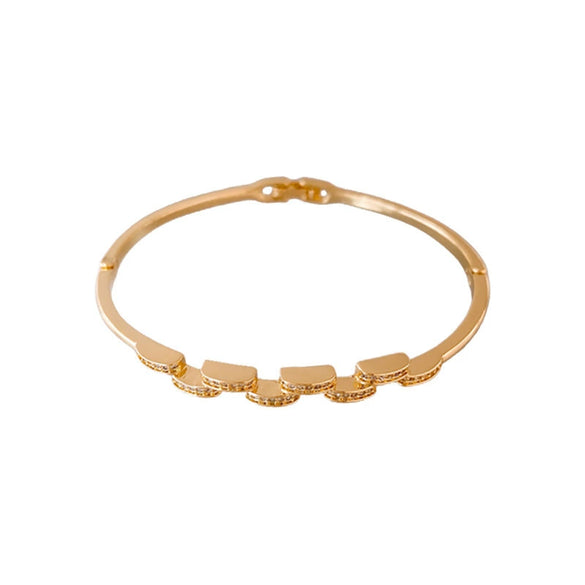Bracelet Copper Real Gold Electroplated Cross Semicircle Diamond Light Luxury Geometric Design