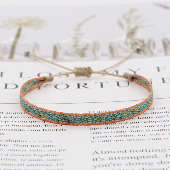 Bracelet Cord Handwoven With Letters Numbers Text Pattern For Women