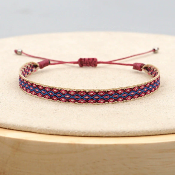 Bracelet Cord Handwoven With Letters Numbers Text Pattern For Women