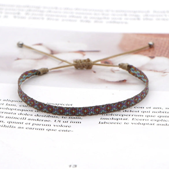 Bracelet Cord Handwoven With Letters Numbers Text Pattern For Women