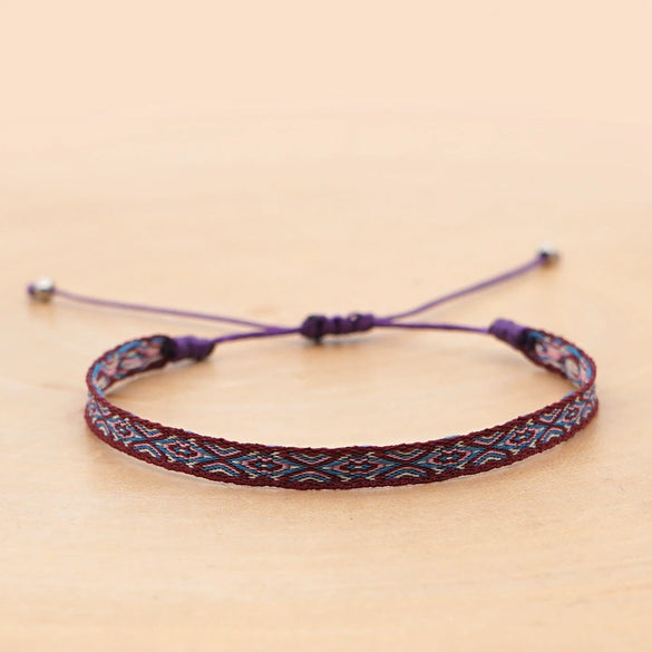 Bracelet Cord Handwoven With Letters Numbers Text Pattern For Women