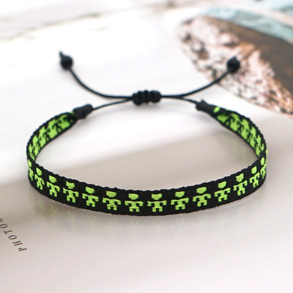 Bracelet Cord Handwoven With Letters Numbers Text Pattern For Women