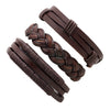 Bracelet Cowhide Strap Ship Anchor Wooden Beads Handmade Woven Retro Style Bow Pattern Unisex