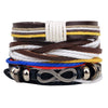 Bracelet Cowhide Strap Ship Anchor Wooden Beads Handmade Woven Retro Style Bow Pattern Unisex