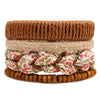 Bracelet Cowhide Strap Ship Anchor Wooden Beads Handmade Woven Retro Style Bow Pattern Unisex