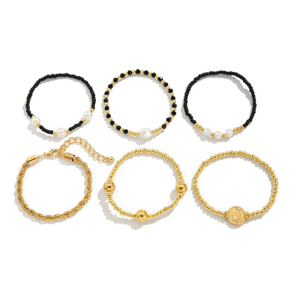 Bracelet Crystal Beaded Metal Cross Eye Pendant Geometric Style Alloy Electroplated