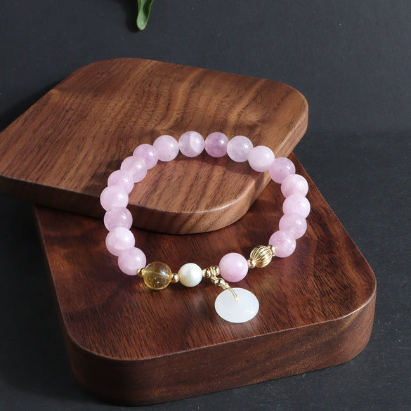 Bracelet Crystal Red Agate White Jade Amethyst Fresh Water Pearl Handmade