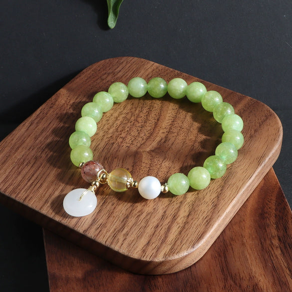 Bracelet Crystal Red Agate White Jade Amethyst Fresh Water Pearl Handmade