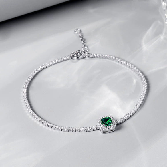Bracelet Cultivated Emerald 925 Silver Geometric Retro Light Luxury Simple