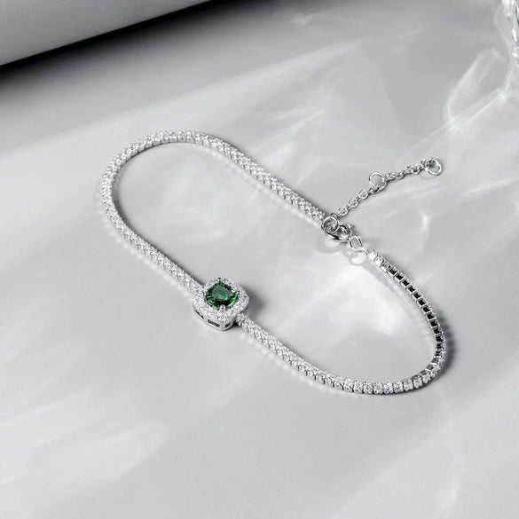 Bracelet Cultivated Emerald 925 Silver Geometric Retro Light Luxury Simple