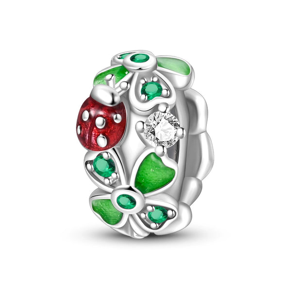 Bracelet Diy Accessories Copper Plated 925 Silver Green Horseshoe Four Leaf Clover Hanging Beads Dripping Oil