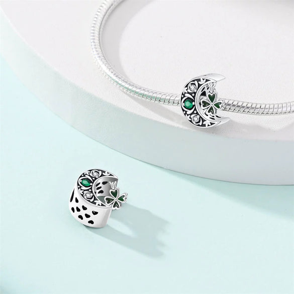 Bracelet Diy Accessories Copper Plated 925 Silver Green Horseshoe Four Leaf Clover Hanging Beads Dripping Oil