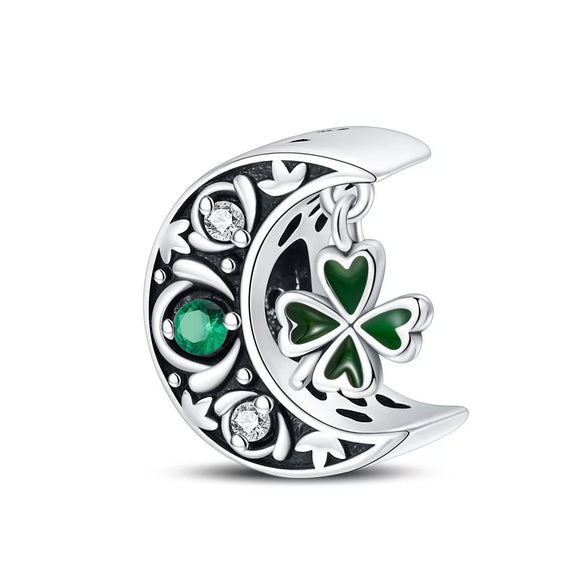 Bracelet Diy Accessories Copper Plated 925 Silver Green Horseshoe Four Leaf Clover Hanging Beads Dripping Oil