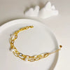 Bracelet Freshwater Pearl Stainless Steel Geometric Electroplating Jewelry For Women