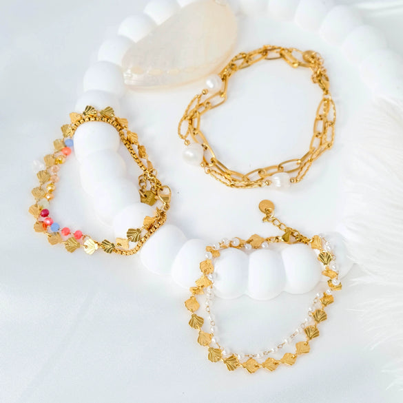 Bracelet Freshwater Pearl Stainless Steel Geometric Electroplating Jewelry For Women