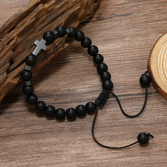 Bracelet Glass Beads Frosted Glass Ball Cord Handwoven Drawstring Adjustable For Men And Women