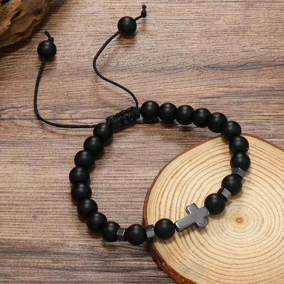 Bracelet Glass Beads Frosted Glass Ball Cord Handwoven Drawstring Adjustable For Men And Women