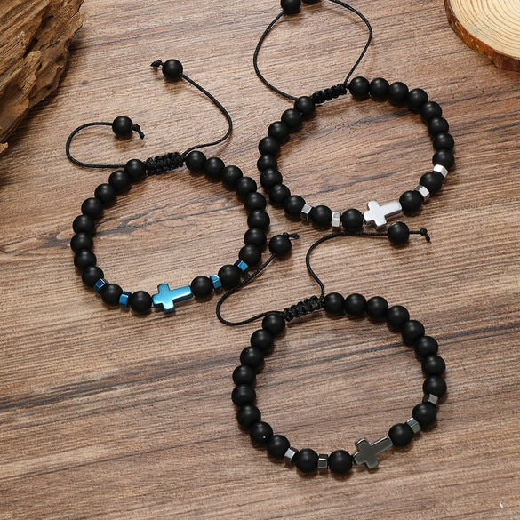 Bracelet Glass Beads Frosted Glass Ball Cord Handwoven Drawstring Adjustable For Men And Women