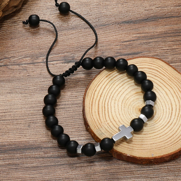 Bracelet Glass Beads Frosted Glass Ball Cord Handwoven Drawstring Adjustable For Men And Women