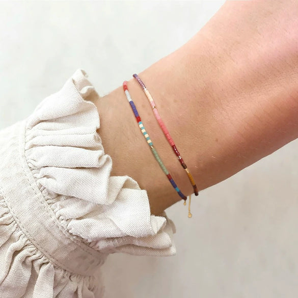 Bracelet Glass Glaze Geometric Handwoven Miyuki Rice Beads For Girls