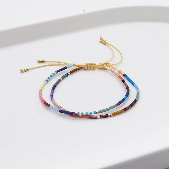 Bracelet Glass Glaze Geometric Handwoven Miyuki Rice Beads For Girls