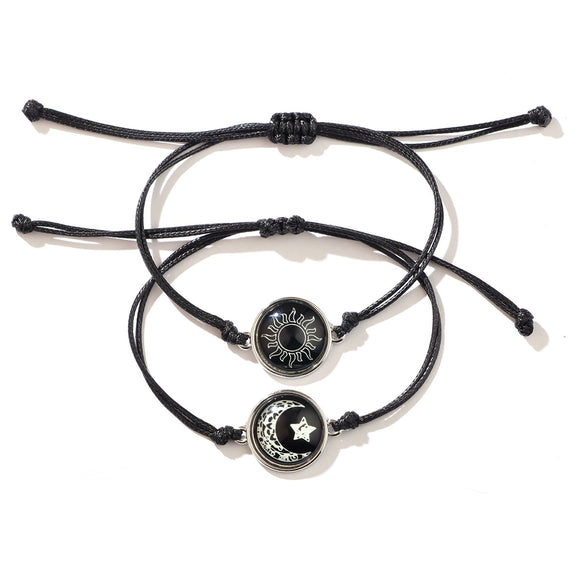 Bracelet Glass Glaze Handwoven Unisex Sun And Moon Luminous Couple Style