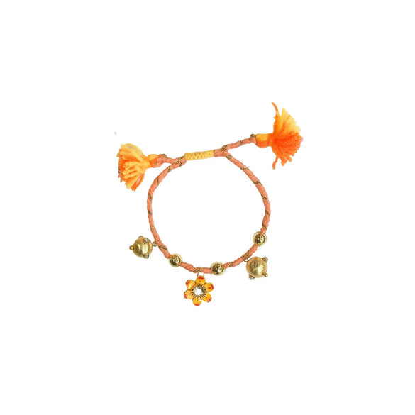 Bracelet Handwoven Cotton Thread Copper Plastic Electroplated Flower Pattern