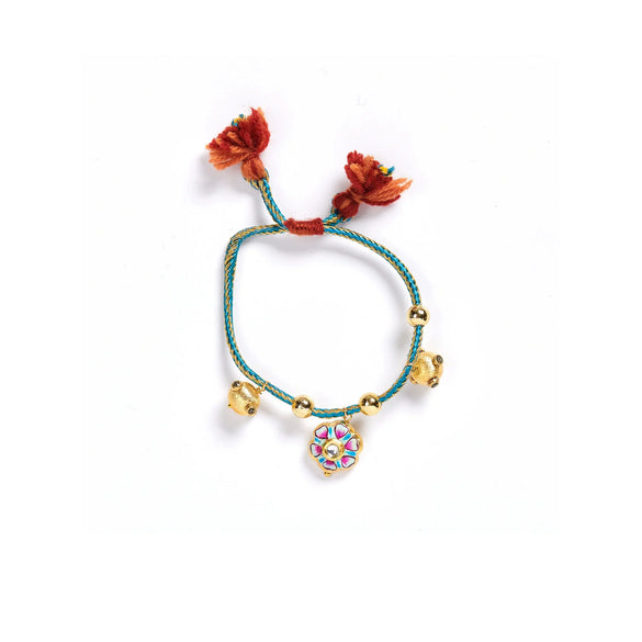 Bracelet Handwoven Cotton Thread Copper Plastic Electroplated Flower Pattern