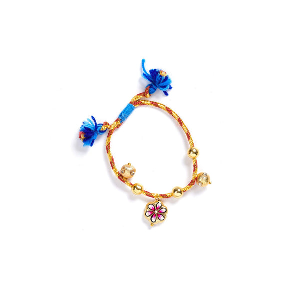 Bracelet Handwoven Cotton Thread Copper Plastic Electroplated Flower Pattern