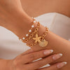 Bracelet Imitation Pearl Aluminum Chain Alloy Geometric Electroplated Starfish Shell Love Bow Pendant