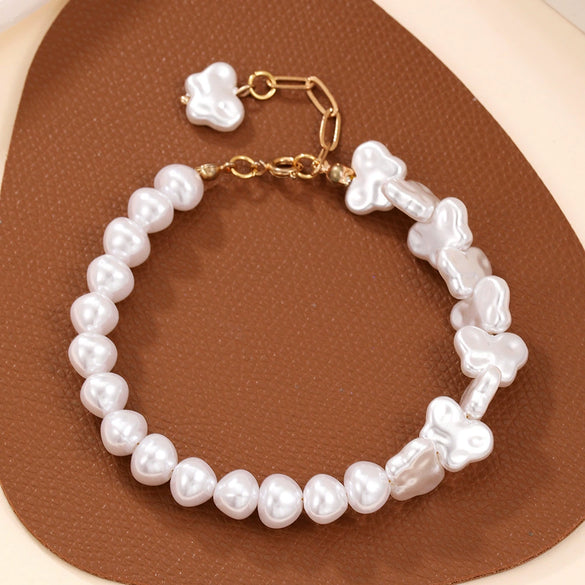 Bracelet Imitation Pearl Geometric Handmade Unisex Retro Love Butterfly Style